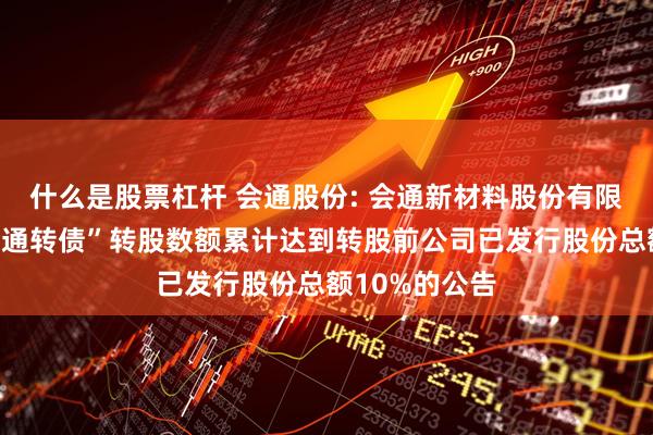 什么是股票杠杆 会通股份: 会通新材料股份有限公司关于“会通转债”转股数额累计达到转股前公司已发行股份总额10%的公告
